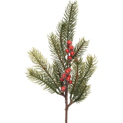 Decoris kersttak - groen met bes - 36 cm - voor kerststukjes - Decoratieve tak kerst