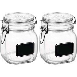 Set van 4x stuks luchtdichte pot transparant glas met krijtbordje 750 ml - Weckpotten