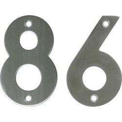 AMIG Huisnummer 86 - massief Inox RVS - 10cm - incl. bijpassende schroeven - zilver - Huisnummers