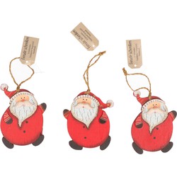 Kersthangers - 3x stuks - kerstmannen - hout - 10 cm - Kersthangers