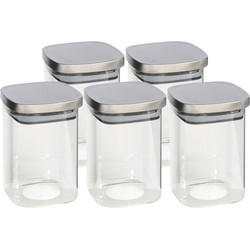 5x stuks voedsel/etenswaren bewaren voorraadpot 1400 ml glas met RVS deksel - Voorraadpot