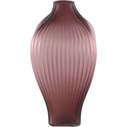 PTMD Halde Purple solid glass vase ribbed organic high