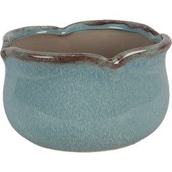 Clayre & Eef Bloempot  Ø 20x11 cm Blauw Keramiek Plantenpot