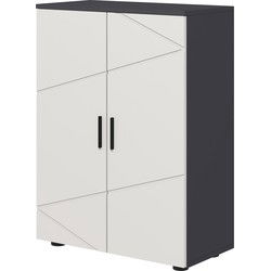 Badkamerkast halfhoog 2 deurskast 30x60x80 cm - Antracietgrijs / Wit