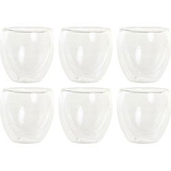 Items koffieglazen/theeglazen dubbelwandig - set 6x - espresso glazen - 100 ml - Koffie- en theeglazen