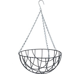 Hangende plantenbak metaaldraad donkergrijs met ketting H16 x D30 cm - hanging basket - Plantenbakken