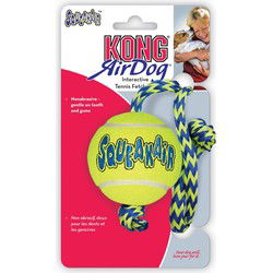KONG SQUEAKAIR BAL MET TOUW GEEL / BLAUW 52X6,5X6,5 CM