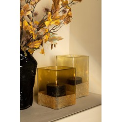PTMD Windlicht Waya - 15x15x25 cm - Glas - Champagne