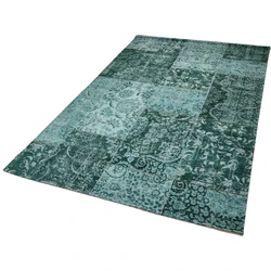 Patchwork Modern Turquoise vloerkleed - - 120 X 170 CM