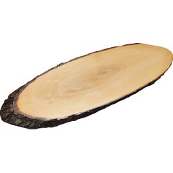 1x Ovale grote boomstam/boomschors houten serveerplanken 20 x 50-59 cm - Serveerplanken