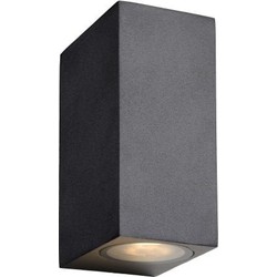 Wandlamp buiten up down zwart of wit 2x spotje