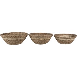 Clayre & Eef Opbergmand Set van 3  Ø 25x10 cm Bruin Zeegras Rond Mand