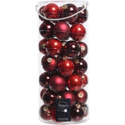 2 stuks - Kerstbal glas mix rood dia6cm assortie