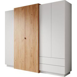 Meubella - Kledingkast Three - Wit - Eiken - 230 cm