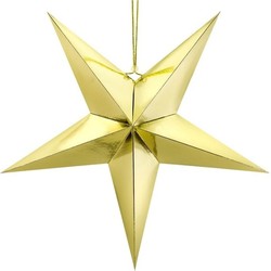 Partydeco Kerstster - goud - 45 cm - decoratie ster - karton -lampion - Kerststerren