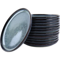 OTIX Ontbijtborden - Bordenset - 12 Persoons - 21cm - Dessertbord - Blauw - Aardewerk - EBONY