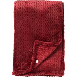 Dutch Decor MARA - Plaid 150x200 cm - superzachte deken met zigzagpatroon - Merlot - rood bordeaux - Dutch Decor