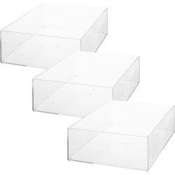 Set van 3x stuks sieraden/make-up houder/box rechthoek 25,5 x 8,5 cm van kunststof - Make-up dozen