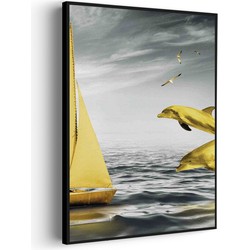 Muurwerken Akoestisch Schilderij - Het gele bootje - Geluidsdempend Wandpaneel - Wanddecoratie - Geluidsisolatie - PRO (AW 0.90) XXL (107X150)