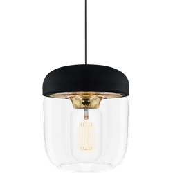Acorn hanglamp zwart met brass - met koordset zwart - Ø 14 cm
