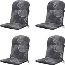 Madison -  Kuipstoelkussen Hoge Rug Circle grey - Ca. 96x45 cm - Set van 4