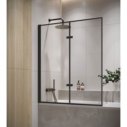 Badplaats Badwand Medal 100 x 140 cm - Zwart - Badscherm Draaibaar 5 mm dik - Veiligheidsglas en Antikalk
