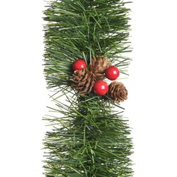 3x Kerstdecoratie dennen guirlandes / slingers met besjes en dennenappels 270 cm - Guirlandes