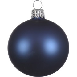 4 Glazen kerstballen mat 10 cm nacht blauw