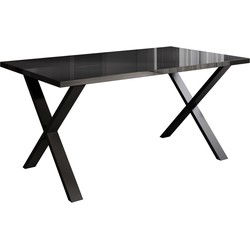 Meubella - Eetkamertafel Berry - Hooglans zwart - 160 cm