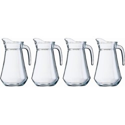 4x Sapkan/waterkan van glas 1600 ml - Schenkkannen