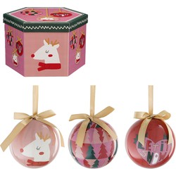 House of Seasons Kerstballen Cadeauset - 14 Stuks - Ø8 cm - Onbreekbaar - Roze, Donkergroen