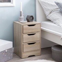 Pippa Design modern nachtkastje met 3 lades - houtkleur