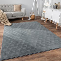 Laagpolig Vloerkleed - Hanora Uni Geo - Antraciet - 120x160 cm