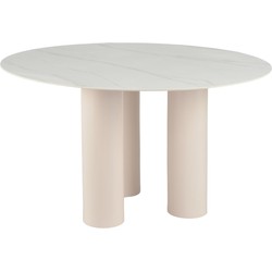 Keramische Ronde Eettafel Wit 130cm - 2-4 Personen - Driepoot