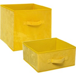 Set van 2x stuks opbergmanden/kastmanden 14 en 29 liter geel van polyester 31 cm - Opbergkisten