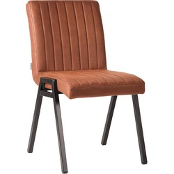 LABEL51 Eetkamerstoel Matz - Cognac - Microfiber - Black Frame