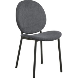Eetkamerstoel - Antraciet - Stof - Zithoogte 46,5cm - Elda - Set van 2