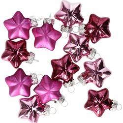 Othmar Decorations kersthanger sterren - 12x st - glas - roze- 4 cm - Kersthangers