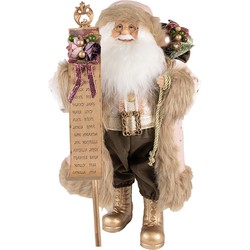 Clayre & Eef Beeld Kerstman 47 cm Roze Goudkleurig Kunststof Kerstfiguren