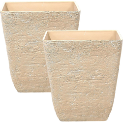 DELOS - Bloempot set van 2 - Zandbeige - 49 cm - Stenenmix