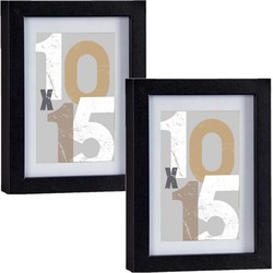 2x stuks houten fotolijst zwart geschikt voor een foto van 10 x 15 cm of 13 x 18 cm - Fotolijsten