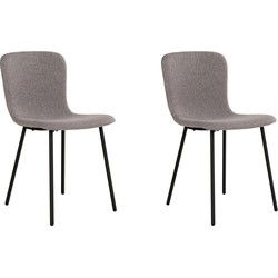 QUVIO Eetkamerstoelen Logan - Polyester - Staal - Lichtgrijs - Set van 2