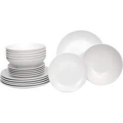 Luzzo® Serviesset Aland 6 persoons Aardewerk - 18-delig met Pastaborden - Mat Wit