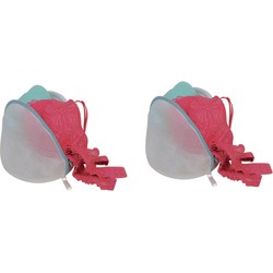 MSV Waszak voor delicaat wasgoed - 2x - lingerie/bh waszak - wit - 11 x 18 x 13 cm - Waszakken