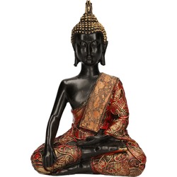 Decoratie boeddha beeld zwart/goud/rood 21 cm type 2 - Beeldjes