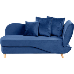 Beliani MERI - Chaise longue-Blauw-Fluweel