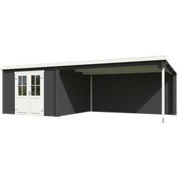 Blokhut met overkapping St. Louis 681x292 Carbon Grey-Wit
