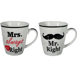 Koffiebeker set - Mr Right en Mrs Always Right - koffiemok - Bekers