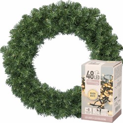 Kerstkrans groen 60 cm incl. verlichting warm wit 4m - Kerstkransen