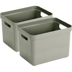 Sunware Opbergbox Sigma - 4x - kunststof - lichtgroen - 18 liter - Opbergbox